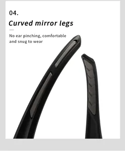 Détail macro des branches incurvées ergonomiques sur lunettes de soleil de sport