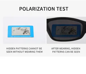 Polarization test demonstrating hidden fish pattern through sports sunglass lens