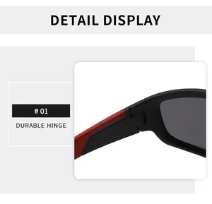 Close-up macro view showing the durable hinge detail on men's sports cycling sunglasses