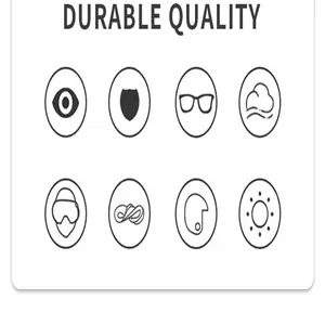 Detailed icons showcasing durable quality and functional features of sports sunglasses