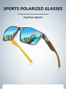 Square polarized sports sunglasses with blue mirrored lenses for outdoor cycling