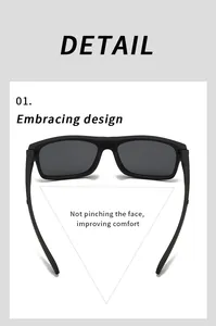Close-up of polarized sport sunglasses highlighting the flexible embracing frame design.