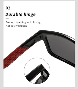 Close-up of durable hinge on polarized sports sunglasses for smooth opening and closing