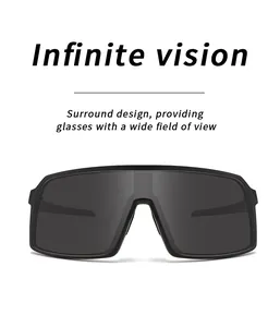 Front view of photochromic cycling sunglasses with wide field of view design