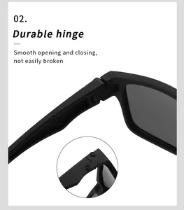 Detailed close-up showing the durable hinge design of these polarized sports sunglasses