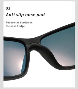 Close-up of anti-slip nose pad on polarized sporty sunglasses for driving and riding.