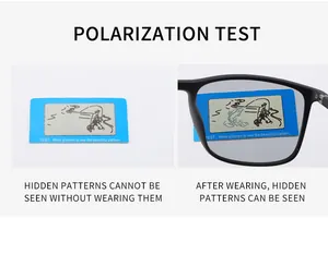 Tarjeta de prueba de gafas polarizadas que muestra un patrón oculto.