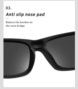 Macro detail view of integrated anti-slip nose pads on black polarized sports sunglasses