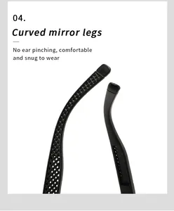 Close-up detail of curved anti-slip temple arms on black outdoor sports cycling sunglasses