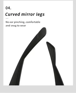 Detailed macro shot of curved sunglasses legs showing comfortable ear-friendly design