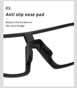 Macro view of the soft anti-slip nose pad detail on lightweight cycling glasses