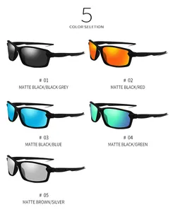 Overview of 5 polarized sports sunglasses color options for riding and fishing