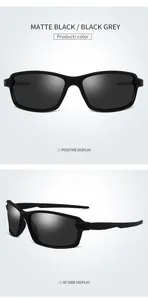 Multi-angle views of matte black polarized sports sunglasses for cycling and fishing