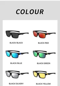 Grid view showing six different lens color options for polarized sports sunglasses.