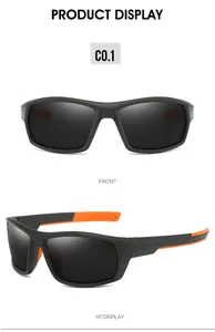 Vues de face et à 45 degrés de lunettes de soleil de sport polarisées pour le cyclisme.