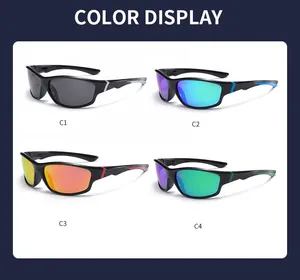 Sports polarized sunglasses color options featuring four vibrant lens mirror variants