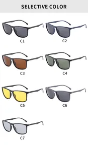 Selección de gafas de sol cuadradas polarizadas disponibles en siete colores.