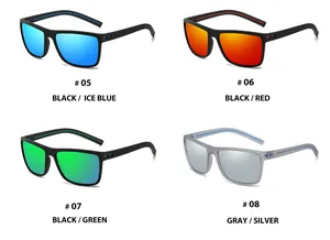 Detailed view of men's sports polarized sunglasses in four stylish color variants