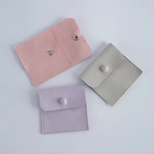 Pochette de Rangement pour Bijoux en Velours Style Enveloppe Petit Organisateur de Bijoux Avec Fermeture à Bouton-Pression Emballage Cadeau