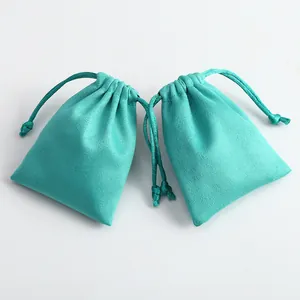 Bolsa de Gamuza Turquesa para Joyas Bolsa de Regalo Minimalista con Cordón para Joyería Pendientes Anillos Pulseras Bolsa Pequeña