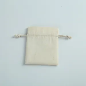 Simple cotton drawstring jewelry pouch for storage and gift packaging