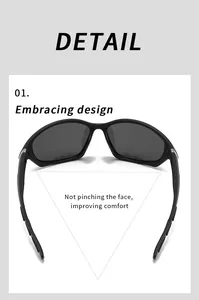 Detail view of polarized sports sunglasses with comfortable wrap-around embracing design