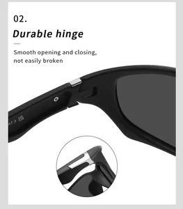 Detailed view of the durable hinge on black polarized sports sunglasses for cycling