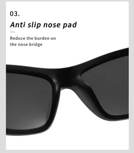 Close-up of anti-slip nose pad on matte black square frame sports sunglasses.