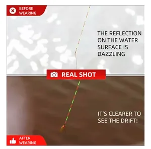 Comparison showing the polarized effect of fishing sunglasses for clearer vision.