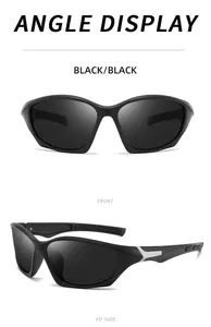 Multi-angle views of polarized black sports sunglasses for cycling and fishing