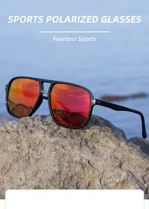 Lunettes de soleil polarisées rétro de haute qualité avec verres miroir orange sport.