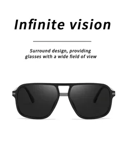 Vue de face de lunettes de soleil polarisées modernes avec monture noire élégante