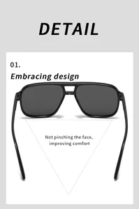 Vue détaillée de lunettes de soleil noires avec design ergonomique enveloppant confortable