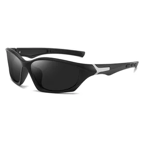 Professional polarized sports sunglasses with matte black frames for cycling and fishing