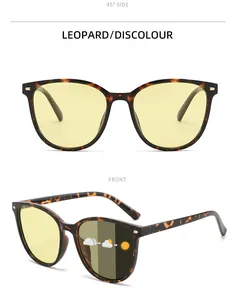 Photochromic polarized sunglasses with a tortoiseshell frame and yellow lenses