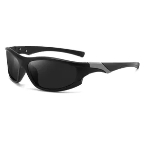 Professional matte black sports sunglasses for cycling and fishing with UV protection