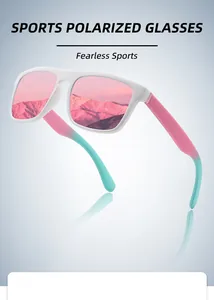 Macro detail of pink mirrored lenses on white frame sports polarized sunglasses