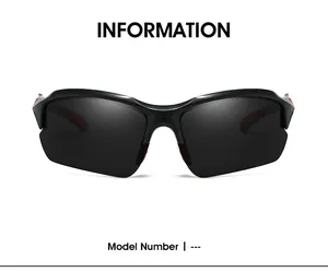 Vorderansicht der schwarzen polarisierten Halbrahmen-Sportsonnenbrille für Herren