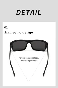 Detailed view showing the embracing design of black polarized sports sunglasses.