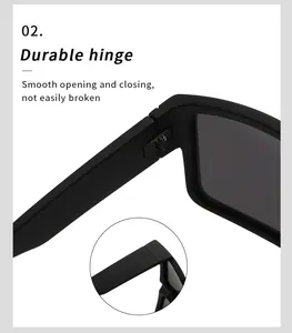 Detail of durable metal hinge on matte black sports polarized sunglasses.