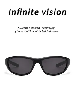 Detail showing professional polarized sports sunglasses with wide field of view design