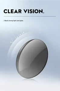 Detailed view of grey polarized lens blocking glare for clear outdoor sports vision.