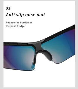 Macro view of anti-slip nose pads on sports cycling sunglasses for extra comfort