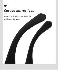 Detail of curved temples on polarized sunglasses for comfortable outdoor sports wear