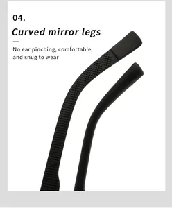 Dettaglio delle stanghette curve per occhiali da sole neri per un comfort e antiscivolo
