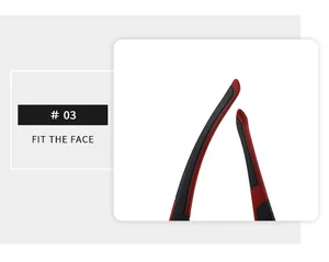 Detailed view of red and black non-slip temple tips for men's sports sunglasses.
