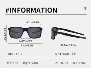 Detailed dimension and parameter chart for black polarized sports cycling sunglasses.