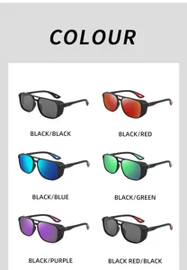 Six color options for polarized sports sunglasses with side shields and double bridge.