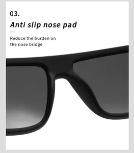 Close-up detail of ergonomic anti-slip nose pads on men's black square polarized sunglasses.