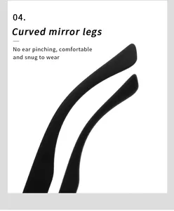 Detail view of ergonomic curved temples for these matte black polarized sunglasses for men.